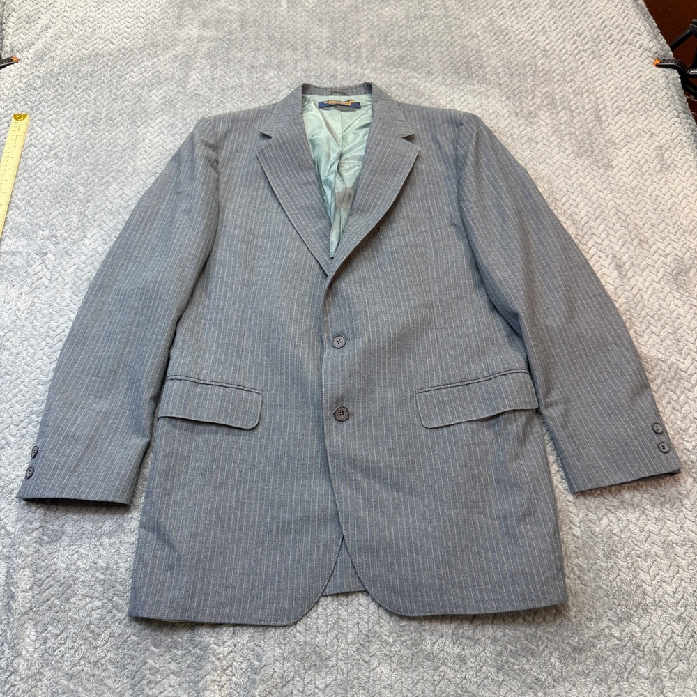 Brooks Brothers Brooksgate Blazer Mens 40R Gray Pinstripe 2-Button Sport Coat EX